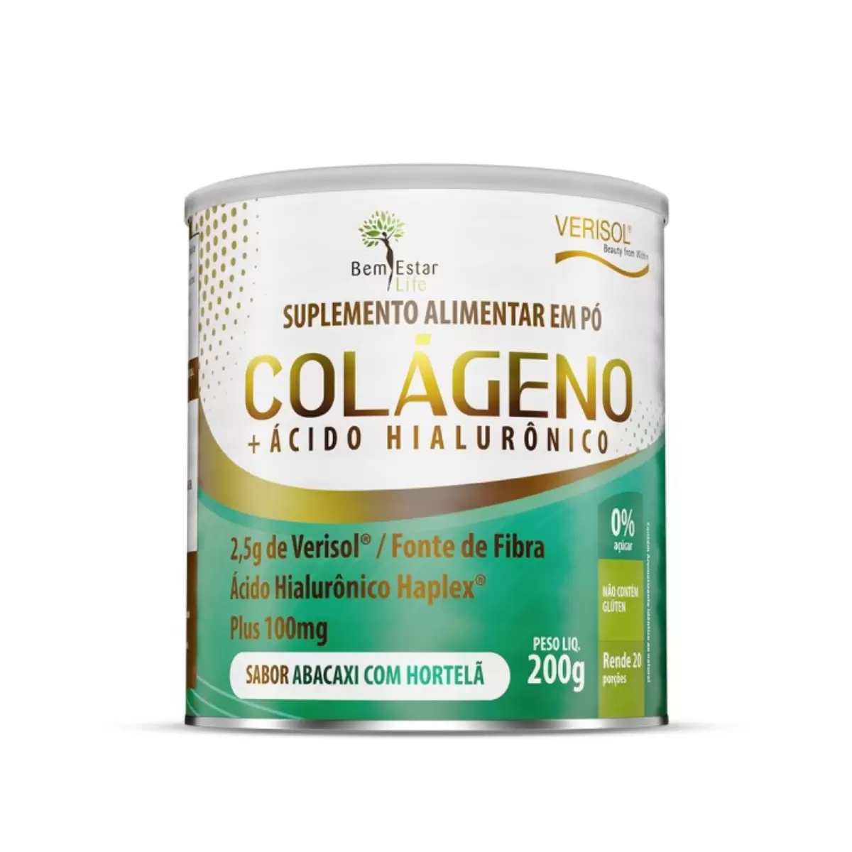 COLÁGENO VERISOL COM ÁCIDO HIALURÔNICO 200G. - SABOR ABACAXI COM HORTELÃ